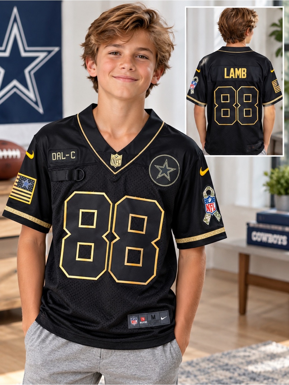 NIKE Dallas Cowboys CeeDee Lamb 88 Salute to Service Jersey Youth M 10/12